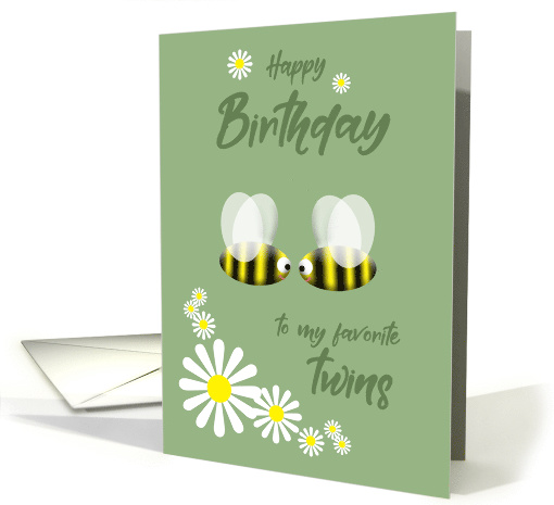 Happy Birthday Twins Two Cute Bees and Daisies card (749982)