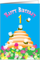 Happy 1st Birthday cute Bees card