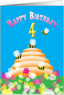 Happy 4th Birthday cute Bees card