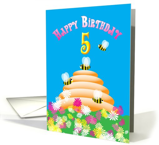 Happy 5th Birthday cute Bees card (751564)