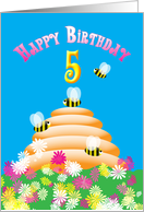 Happy 5th Birthday cute Bees card