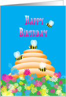 Happy Birthday cute Bees and Beehive card