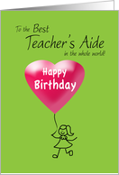 Birthday Teacher’s Aide Stick Figure Girl card