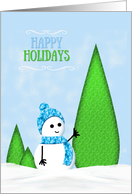 Happy Holidays Christmas card with Snowman Boy card