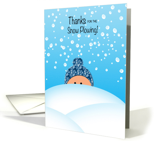 Thank you to Snow Plowing Services Cute Kid Peeping Above Snow card