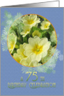 75th Birthday Party Invitation Primroses Blue and Yellow card