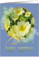 75th Birthday Primroses Blue and Yellow card