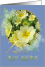 75th Birthday Primroses Blue and Yellow card