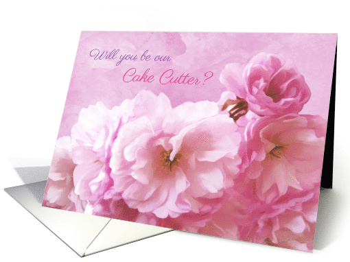 Cake Cutter Wedding Party Invitation Pink Cherry Blossoms card