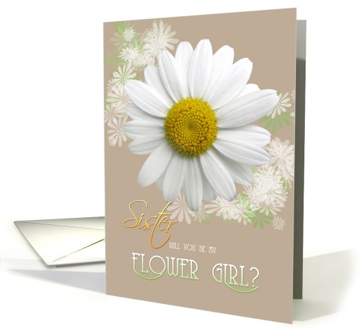 Sister Will you be my Flower Girl? Daisy Oyster color card (798236)