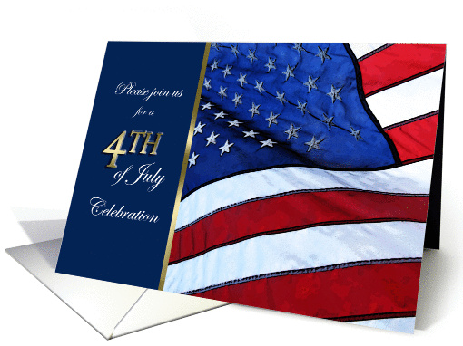 4th July Invitation for BBQ/party featuring American flag card
