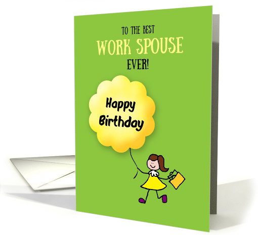 Birthday Best Work Spouse Ever Woman Stick Figure with Balloon card