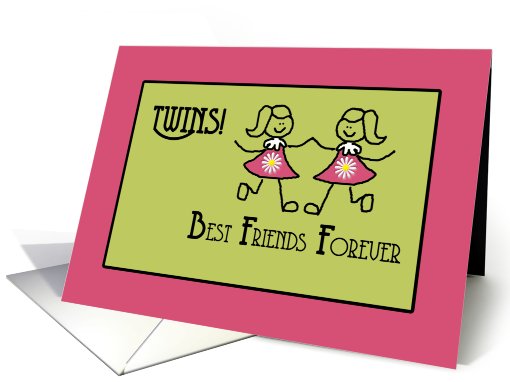 Twins Day Best Friends Forever Girls Stick Figures card (823062)
