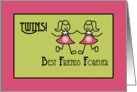 Twins Day Best Friends Forever Girls Stick Figures card