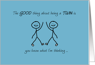 Birthday Twin Brother Stick Figures Know What I’m Thinking card