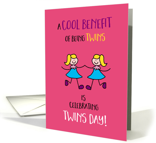 Happy Twins Day Girls Stick Figures Cool Benefit Humor card (823343)