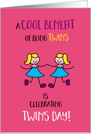 Happy Twins Day Girls Stick Figures Cool Benefit Humor card