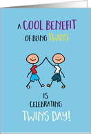 Happy Twins Day Boys Stick Figures Cool Benefit card