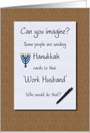 Happy Hanukkah Work Husband Legal Pad on Desk card