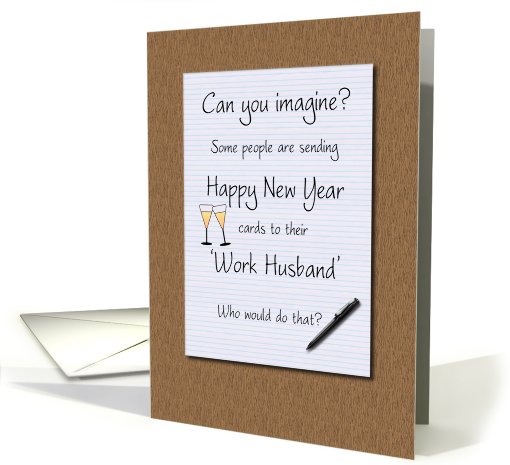 Happy New Year Work Husband Legal Pad on Desk card (827546)