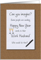 Happy New Year Work Husband Legal Pad on Desk card