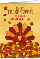 Happy Thanksgiving Granddaughter Gobble Gobble Cute Colorful Turkey card