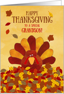 Happy Thanksgiving Grandson Gobble Gobble Cute Colorful Turkey card