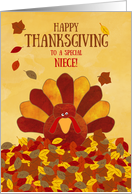 Happy Thanksgiving Niece Gobble Gobble Cute Colorful Turkey card