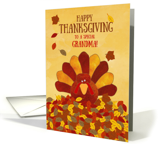 Happy Thanksgiving Grandma Gobble Gobble Cute Colorful Turkey card