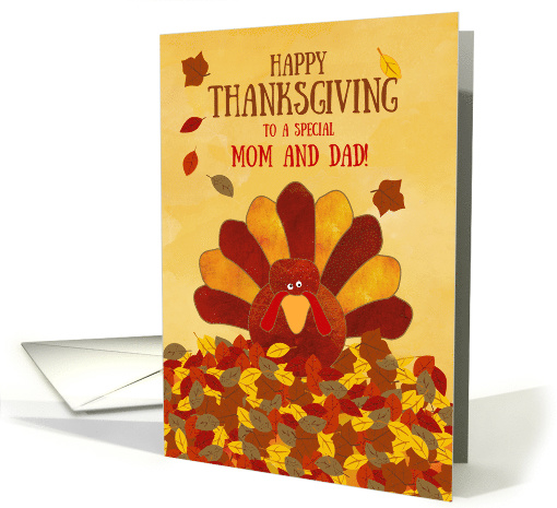 Happy Thanksgiving Mom and Dad Gobble Gobble Cute Colorful Turkey card