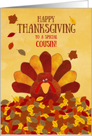 Happy Thanksgiving Cousin Gobble Gobble Cute Colorful Turkey card