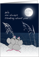 Can’t Wait to See You Two Cute Mice on Sand Dunes in the Moonlight card