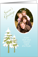 Season’s Greetings Snow Covered Trees Photo card