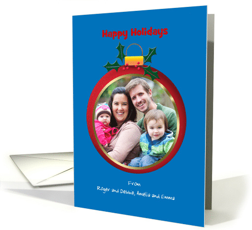 Red Christmas Ornament Christmas Holiday Photo card (851996)