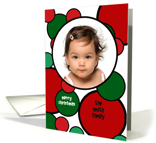 Christmas Holiday Red and Green Circles Modern Graphic Photo card