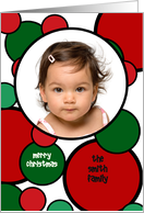 Christmas Holiday Red and Green Circles Modern Graphic Photo card