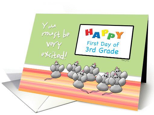 First Day of 3rd Grade Cute Mice and SMART Board card (860334)