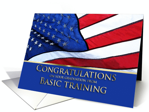 Basic Training Graduation Congratulations- American Flag card (861730)