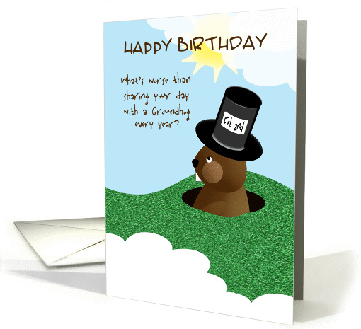 Happy Birthday Groundhog Day Sharing Birthday Cake card (867753)