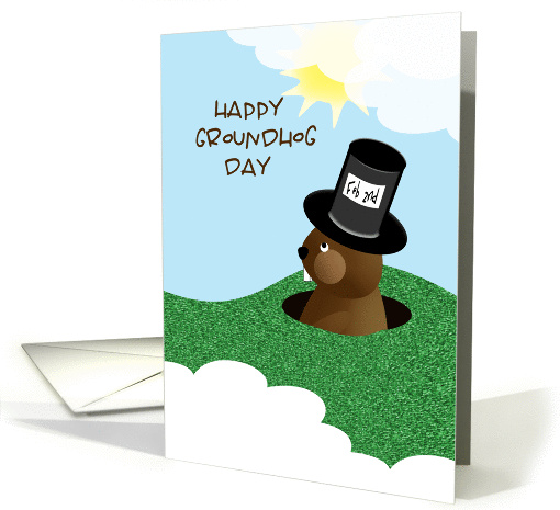 Happy Groundhog Day Cute Groundhog in Hat card (867755)