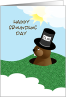 Happy Groundhog Day Cute Groundhog in Hat card