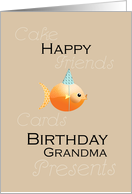 Happy Birthday Grandma Goldfish Party Hat Flaunt it! card