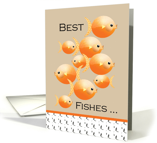 Happy Birthday Best Fishes Nine Cute Goldfish Swimming card (878099)