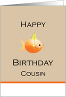 Happy Birthday Cousin Goldfish Party Hat It’s O’fish’ial! card