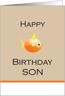 Happy Birthday Son Goldfish Party Hat It’s O’fish’ial! card