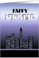Happy New Year Business City at Night Scene card