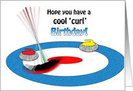 Happy Birthday Curling Stones and Brush Humor card