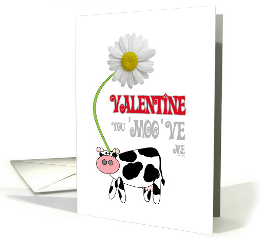 Valentine's Day Cute Cow and Daisy You 'Moo've Me card (884924)