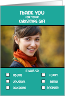 Thank you Christmas Gift Humorous Check Boxes List Photo Card