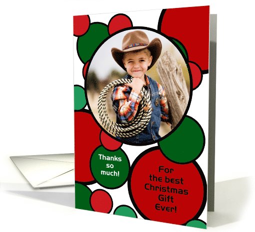 Thank you Christmas Gift Red and Green Circles Modern Photo card